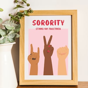 Carte postale féministe : Sororité, debout ensemble ! Illustration sorority, girl power & sisterhood (x1 ou lot x3,)