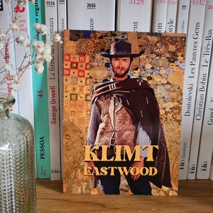 Carte postale humour arty, Klimt Eastwood (Clint)