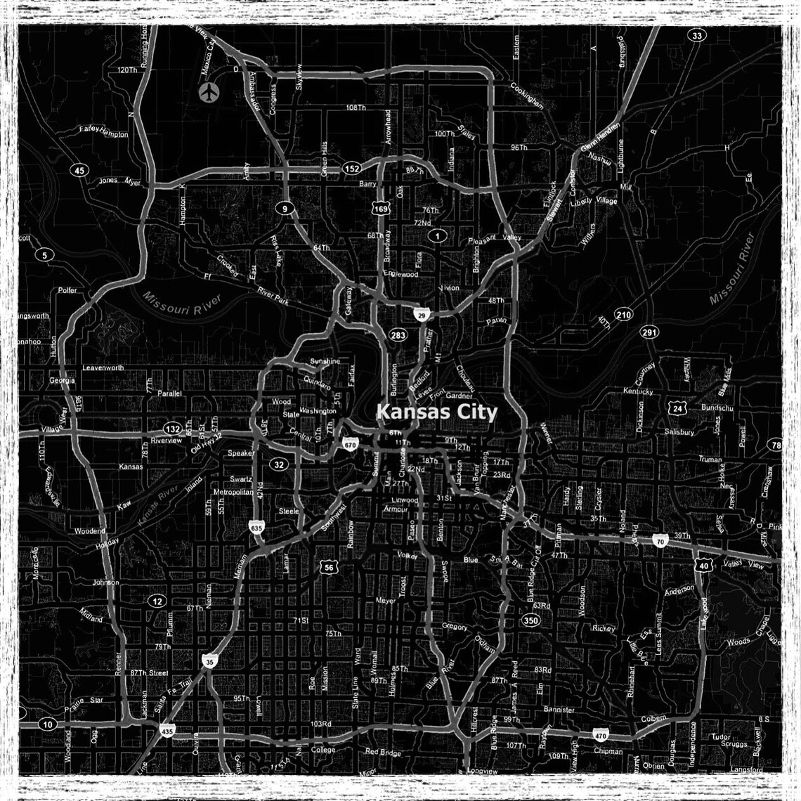 Map of Kansas City Digital Print Etsy