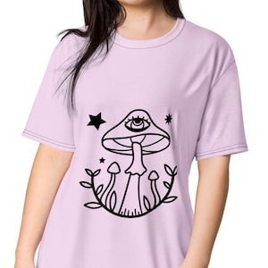 Whimsical Mushroom T-Shirt Dress Cottagecore Oversized Tee Psychedelic Fungi Graphic Dress Alternative Aesthetic Clothing for Women