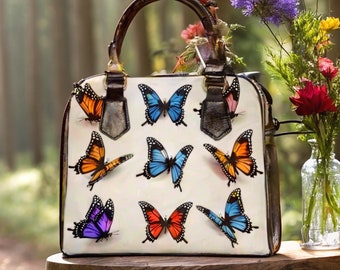 3D Butterfly Handbag: PU Leather Shoulder Purse