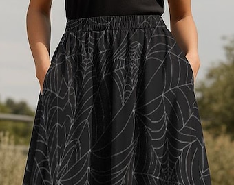 Spiderweb Maxi Skirt: Gothic Witchcore Black Skirt, High Waist