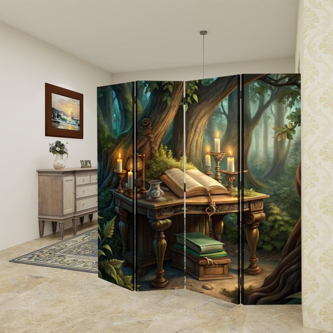 Witchy Forest Room Divider: Double-sided Canvas Folding Screen - Etsy