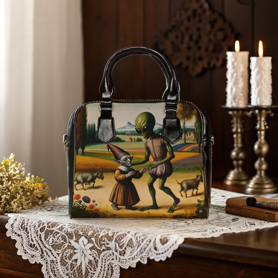 Alien & Gnome Art Handbag: Goblincore Satchel Purse - Etsy