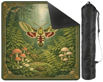 Woodland Moth Mahjong Mat with Carry Bag - Cottagecore Non Slip Mah Jong TilePlay Mat Accessories