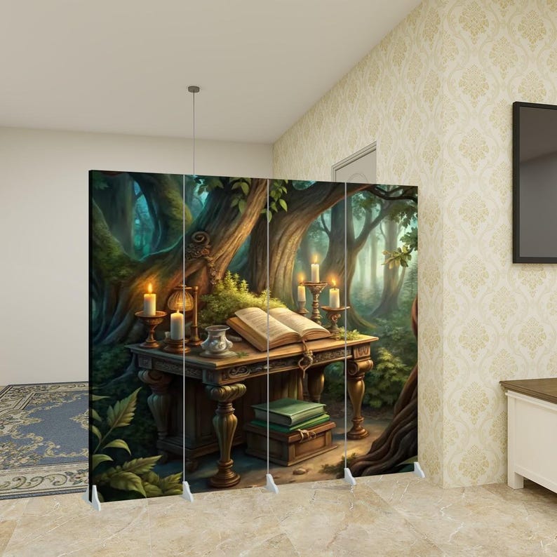 Witchy Forest Room Divider: Double-sided Canvas Folding Screen - Etsy
