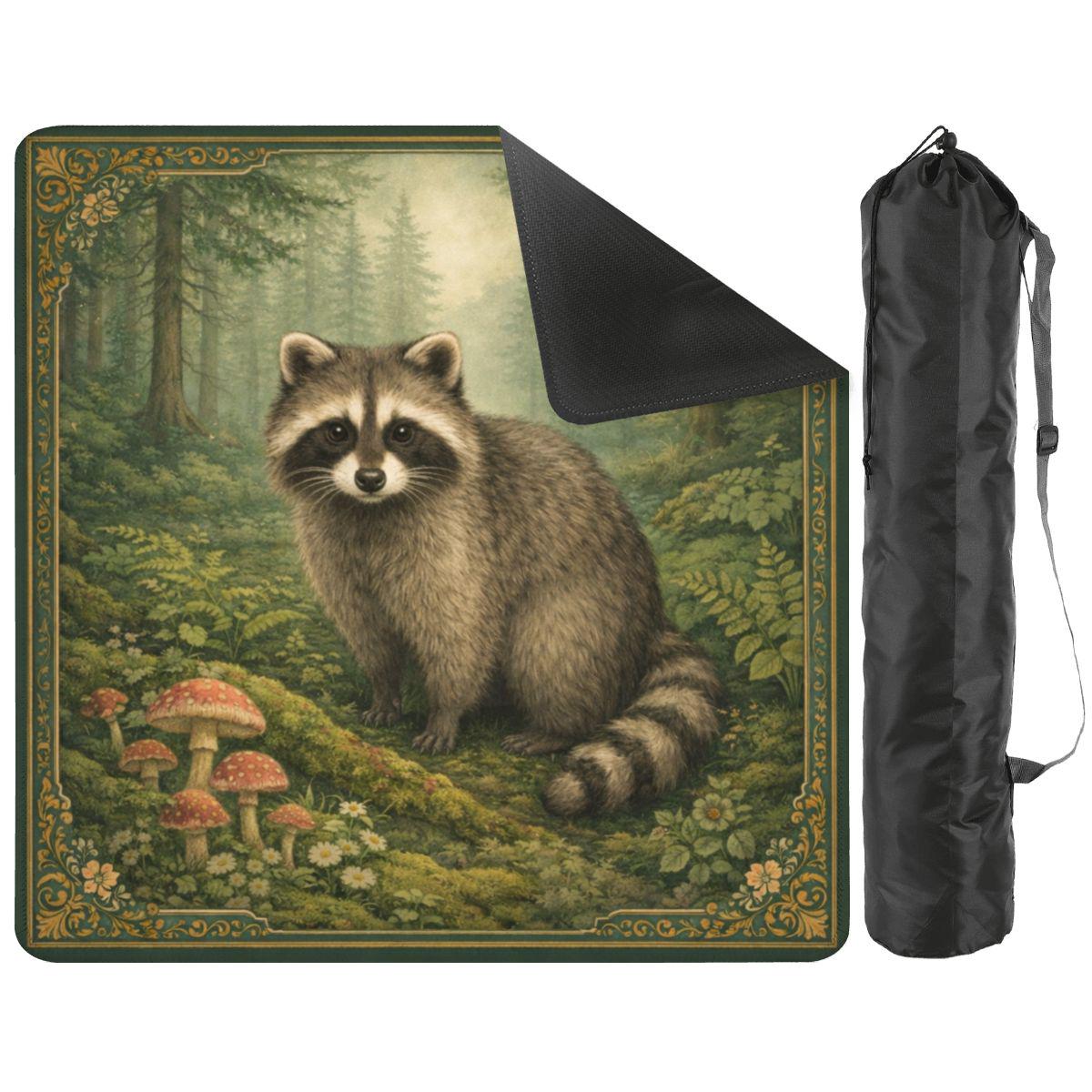 Woodland Raccoon Mahjong Mat With Carry Bag - Cottagecore Non Slip