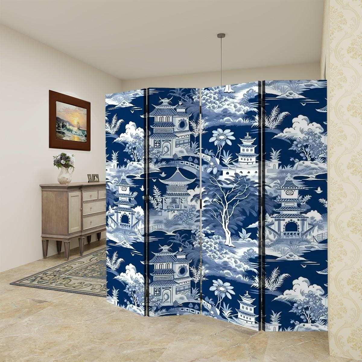 Chinoiserie Room Divider Folding Screen - Etsy