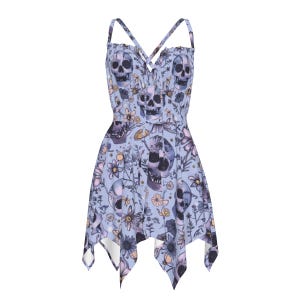 Pastel Skull Handkerchief Dress, Witchcore Fairycore Outfit