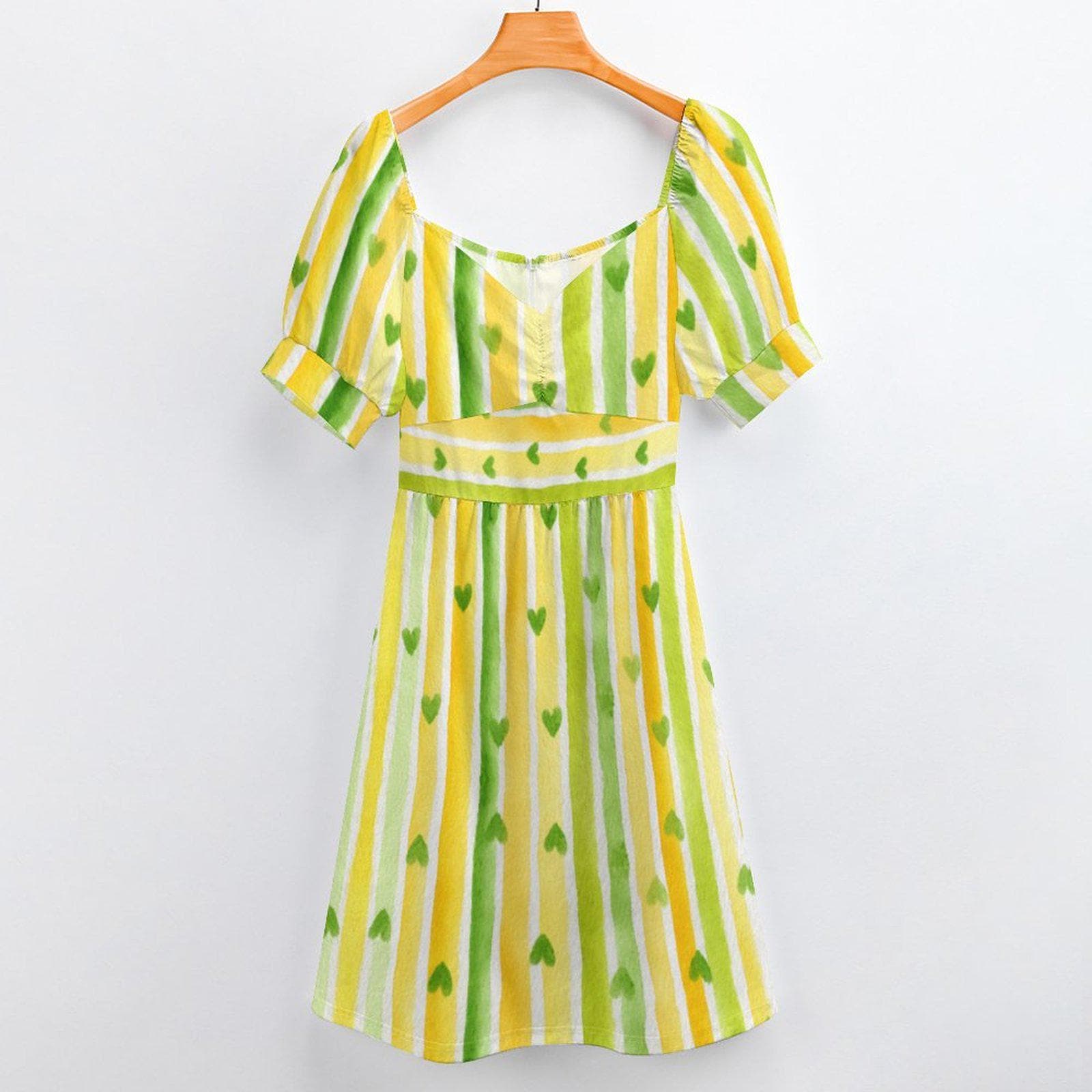 yellow dress with green heart Madison Dress main image 1
