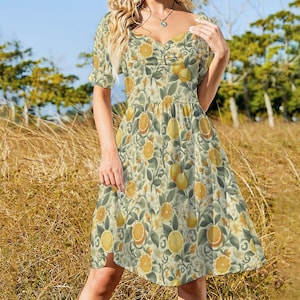 dress with lemons and oranges ANTICA SARTORIA ORANGES & LEMONS TIE FRONT TOP/DRESS NWT ONE SIZE COTTON