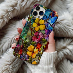 Stained Glass Phone Case Flower Phone Case Wildflower Floral Phone Case Gift Iphone Samsung Casing Tough Phone Cases