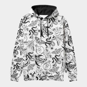 Moth witchy hoodie Gothic hoodie Snake Hoodie Pullover Spiritual all-over print hoodie Gothic Clothing Witchy Woman Hoodie Boho Outfit