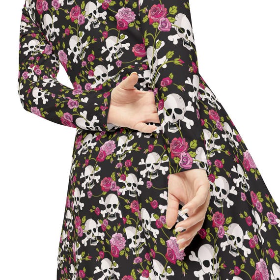 skull party dress Cornflower Blue Tea Party Dress with Embroidered Skull Gloomth