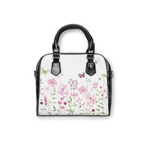 Bloemen schouder handtas Botanische print portemonnee pastel tuintas vlinder bloemen draagtas Cottagecore crossbody tas wilde bloemen boho