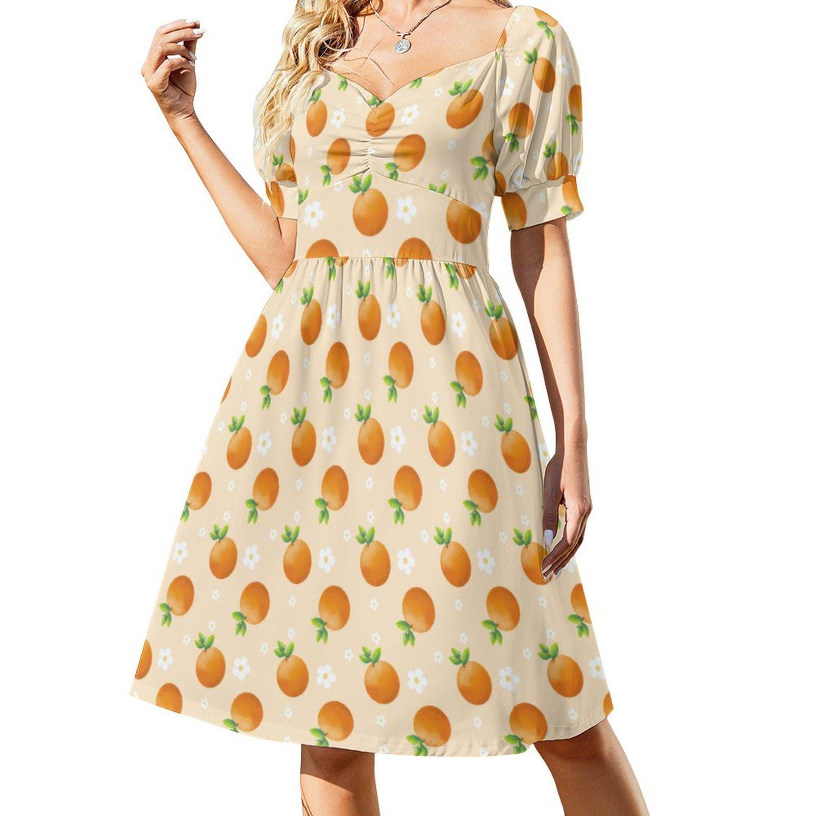 orange cottagecore dress Plaid Orange Cottagecore Dress