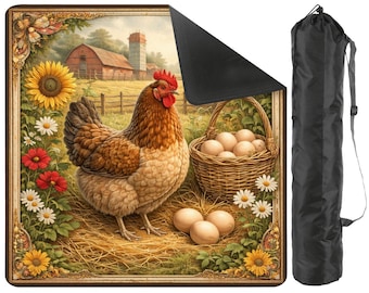 Mata do gry w mahjonga Farmhouse Chicken z torbą transportową - akcesoria do maty do gry w mahjonga Country Anti Slip TilePlay