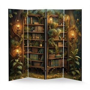 Enchanted Library Room Divider: Forest Bookshelf Privacy Screen - Etsy