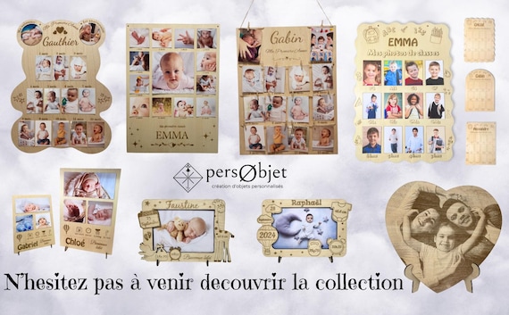 Cadre Photo Naissance Bois Personnalisé Girafe - Souvenir Bébé - Cadeau Naissance