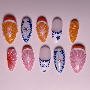 Summer Orange Fruit Press On Nails