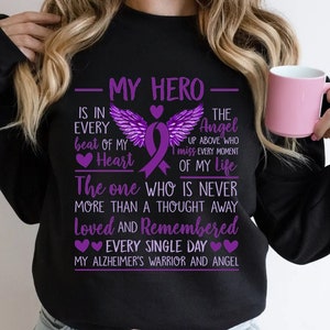 My Hero Alzheimers Awareness T-Shirt, Alzheimers Awareness Shirt, Purple Bird Alzheimer&#39;s Tshirt, Alzheimer&#39;s Tee, Dementia Altimers Shirt