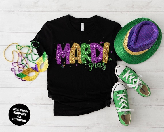 Mardi Gras Shirt: Faux Glitter Fleur De Lis Tee