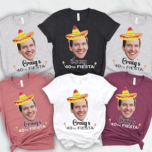 Custom Fiesta Birthday Shirt, Personalized Face Tee for Men or Women, Funny Sombrero Party Shirt, Custom Age Cinco de Mayo Shirt