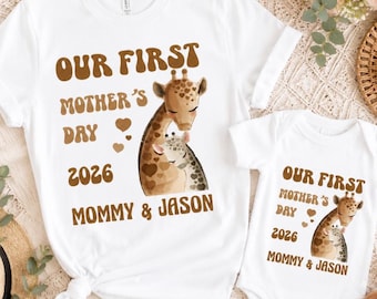 Personalized Giraffe Mother's Day Matching Shirt