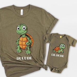 Dude and Lil Dude Matching Tees, Father and Son Matching Shirts, Matching Turtles Father Son Shirts, Disney Dad and Son Tees
