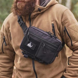 Sac bandoulière en cordura avec bandoulière amovible, sac poitrine tactique EDC, sac ceinture