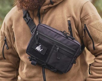 Crossbody Cordura Tasche mit abnehmbarem Gurt, Taktische EDC Brusttasche, Gürteltasche