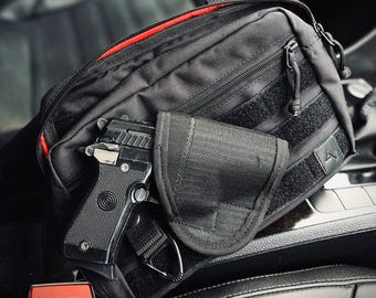 Tactical crossbody  gun holster bag, CCW cordura backpack, Black tactical holster chest bag, EDC bag
