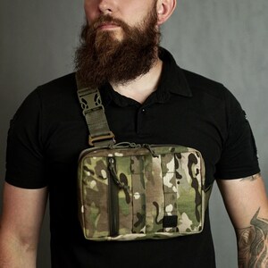 Black Cordura Chest Bag, Streetstyle Crossbody Fanny Pack, Tactical EDC bag image 12