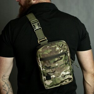 Black Cordura Chest Bag, Streetstyle Crossbody Fanny Pack, Tactical EDC bag image 13