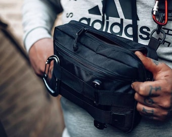 Black Cordura Tactical Chest Bag, Techwear Fanny Pack