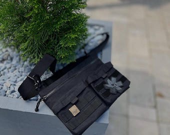 Black Cordura Crossbody Bag: Streetstyle Shoulder Bag with Detachable Strap