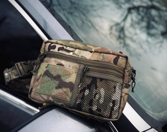 Small Tactical Outdoor Chest Bag: Multicam Cordura EDC Crossbody Bag, Missions