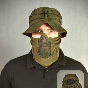 Tactical bucket hat with a chin strap, Summer boonie hat, Cooling hat, Outdoor cap