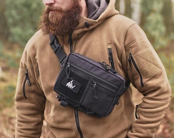Crossbody cordura bag with removable strap, Tactical EDC chest bag, Belt bag