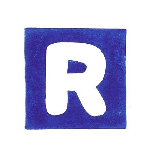 Alphabet Buchstabe 'R' handgemachter Linoldruck 10,5x10cm