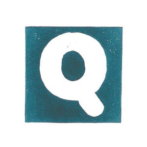 Alphabet Buchstabe ‘Q’ handgemachter Linoldruck 10x10cm