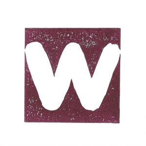 Alphabet Buchstabe 'W' handgemachter Linoldruck 10,5x10cm