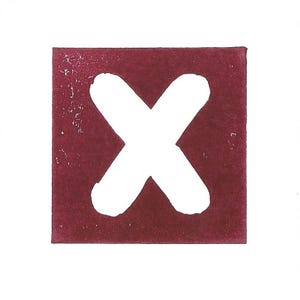 Alphabet Buchstabe ‚X‘ handgemachter Linoldruck 10,5x10cm