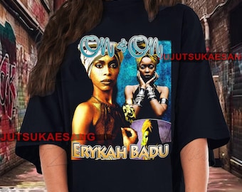 Retro Erykah Badu Vintage Distressed Unisex Heavy Cotton 90s Graphic Tee Shirt FD