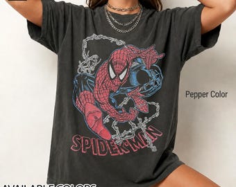 Retro Vintage Distressed look Spiderman Peter Parker Unisex Heavy Cotton 90s Graphic Tee Shirt RZ
