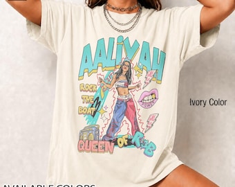 Retro Aaliyah Vintage Distressed Unisex Heavy Cotton 90s Graphic Tee Shirt Comfort Colors FD
