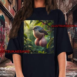 Camiseta unisex de algodón suave con estampado de bolas y pájaros, estilo desgastado, colores cómodos RZ