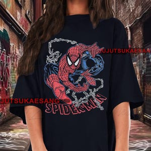 Retro Vintage Distressed look Spiderman Peter Parker Unisex Heavy Cotton 90s Graphic Tee Shirt