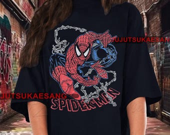 Retro Vintage Distressed look Spiderman Peter Parker Unisex Heavy Cotton 90s Graphic Tee Shirt RZ