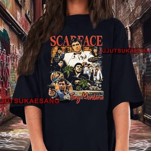 Retro Scarface Montana Vintage Distressed Unisex Heavy Cotton 90s Graphic Tee Shirt